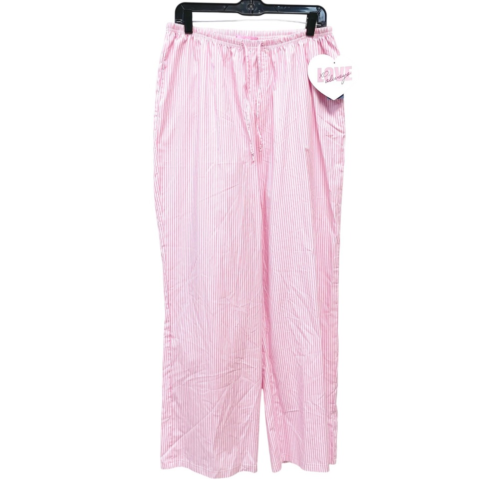 Vinyl Threads Women's Pink Striped Cotton Drawstrings Pajama Pants Size Medium